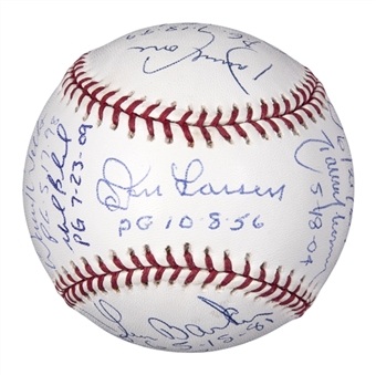 17 Signature Perfect Game Pitchers Multi-Signed OML Selig Baseball Including - Martinez, Koufax, Larsen ,Johnson and Halladay (PSA/DNA)